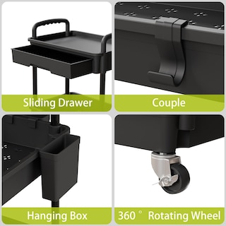 Foto 4 | Foto 4 | Organizador Con Ruedas Sorgion De 3 Niveles Con Cajón Y Ruedas  Color Negro - Venta Internacional.