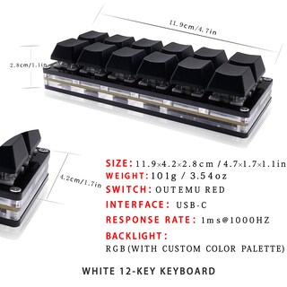 Foto 2 | Foto 2 | Teclado Mecánico Para Juegos Btxetuel 12 Teclas Usb-c Con Cable - Venta Internacional.