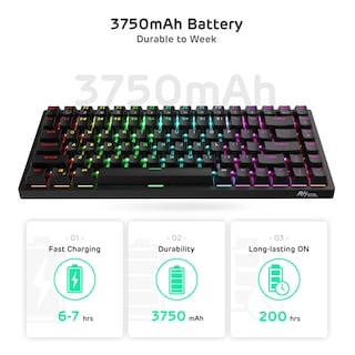 Foto 7 | Foto 7 | Teclado Rk Royal Kludge Rk84 Inalámbrico Rgb 75% Con Rojo Silencioso - Venta Internacional.