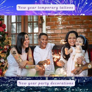 Foto 3 | Foto 3 | Tatuajes Temporales Vnxcrafties Feliz Celebración De Año Nuevo - Venta Internacional.