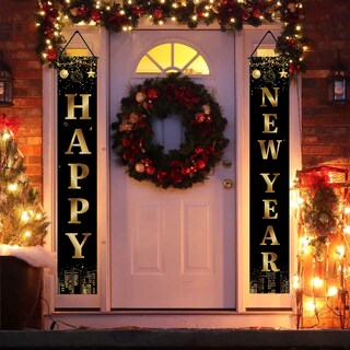 Foto 4 | Foto 4 | Banner Decorativo Holiwoer Happy New Year 2025 En Oro Negro - Venta Internacional.