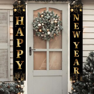 Foto 5 | Foto 5 | Banner Decorativo Holiwoer Happy New Year 2025 En Oro Negro - Venta Internacional.
