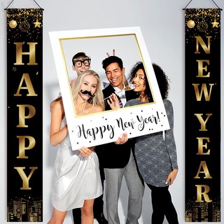 Foto 6 | Foto 6 | Banner Decorativo Holiwoer Happy New Year 2025 En Oro Negro - Venta Internacional.