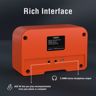 Foto 3 | Foto 3 | Amplificador Para Guitarra Lekato Mini De 5 W Recargable Con Bluetooth Naranja - Venta Internacional.