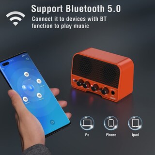 Foto 4 | Foto 4 | Amplificador Para Guitarra Lekato Mini De 5 W Recargable Con Bluetooth Naranja - Venta Internacional.