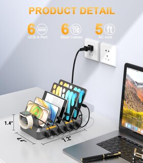 Foto 7 | Foto 7 | Estación De Carga De Diseño Creativo Para Múltiples Dispositivos De 50 W - Venta Internacional.