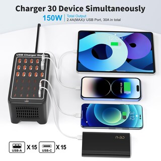 Foto 2 | Foto 2 | Bloque De Cargador Usb C Ruanszz 150 W 30 Puertos Para Iphone Ipad - Venta Internacional.