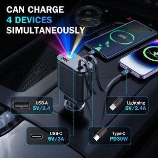 Foto 4 | Foto 4 | Cargador De Coche Crazytree Usb C De 66 W Con 4 Puertos Usb Starlight - Venta Internacional.