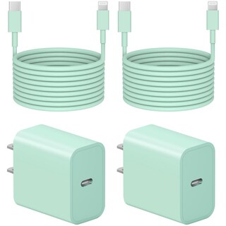 Foto 1 | Foto 1 | Cargador Coreykin De 20 W 2 Unidades Con Cable De 3 M Para Iphone 14 Color Verde - Venta Internacional.