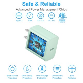 Foto 2 | Foto 2 | Cargador Coreykin De 20 W 2 Unidades Con Cable De 3 M Para Iphone 14 Color Verde - Venta Internacional.