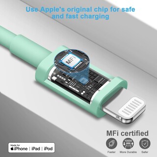 Foto 3 | Foto 3 | Cargador Coreykin De 20 W 2 Unidades Con Cable De 3 M Para Iphone 14 Color Verde - Venta Internacional.