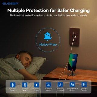 Foto 5 | Foto 5 | Enchufe De Pared Usb Elegrp 30 W 6.0 A 3 Puertos Con Usb Tipo C Y Tipo A - Venta Internacional.