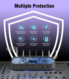 Foto 5 | Foto 5 | Estación De Carga Hsicily 95 W 6 Puertos Usb Con 2 Pd Para Macbook Color Negro - Venta Internacional.