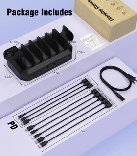 Foto 7 | Foto 7 | Estación De Carga Hsicily 95 W 6 Puertos Usb Con 2 Pd Para Macbook Color Negro - Venta Internacional.