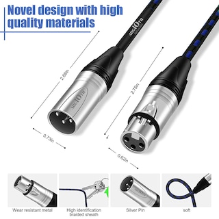 Foto 4 | Foto 4 | Cable De Micrófono Xlr A Xlr Pro Paquete De 4 Unidades Macho A Hembra De 15 Pies Azul - Venta Internacional.