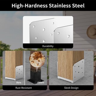 Foto 6 | Foto 6 | Base De Poste Goowoobee De Acero Inoxidable 6x6 Para Poste De Madera - Venta Internacional.