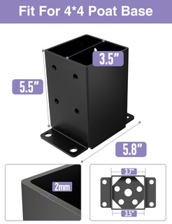 Foto 3 | Foto 3 | Base De Poste Pggp 4 × 4 De Metal Con Partición Anticorrosiva - Venta Internacional.