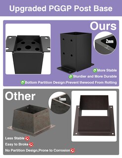 Foto 6 | Foto 6 | Base De Poste Pggp 4 × 4 De Metal Con Partición Anticorrosiva - Venta Internacional.