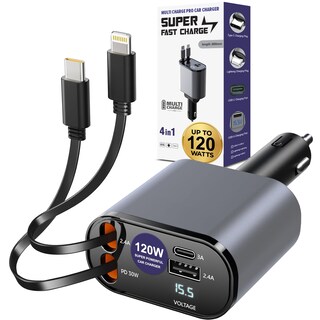 Foto 1 | Foto 1 | Cargador De Coche Freeze2trim Multi Charge Pro De 120 W 4 Puertos Usb-c Y Usb-a - Venta Internacional.