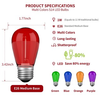 Foto 2 | Foto 2 | Cadena De Bombillas Led Visterlite S14 1 W 15 Unidades E26 Multicolor - Venta Internacional.
