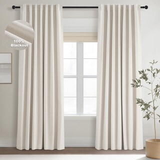 Foto 1 | Foto 1 | Cortinas Topfinel  Extralargas  De Lino Opaco Total  108 Pulgadas  Color Marfil - Venta Internacional.