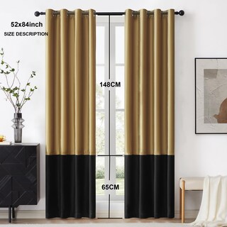 Foto 6 | Foto 6 | Cortinas De Ventana Bulbul Color Block Terciopelo Dorado Y Negro 213 Cm - Venta Internacional.