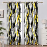 Cortinas Weesire Modernas A Rayas Amarillas Y Grises De 52 X 213 Cm 2 Paneles - Venta Internacional.