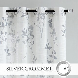 Foto 2 | Foto 2 | Cortinas Beauoop De Lino Semitransparente Con Estampado Floral 214 Cm De Alto 2 Paneles Color Gris - Venta Internacional.
