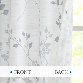 Foto 3 | Foto 3 | Cortinas Beauoop De Lino Semitransparente Con Estampado Floral 214 Cm De Alto 2 Paneles Color Gris - Venta Internacional.