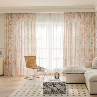Foto 2 | Foto 2 | Cortinas Suouo Con Estampado Floral Naranja Quemado Semitransparentes 135 X 213 Cm 2 Paneles - Venta Internacional.