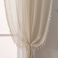 Cortinas Wazzio De Encaje A Ganchillo  45 Cm De Longitud  2 Paneles  Color Beige - Venta Internacional.