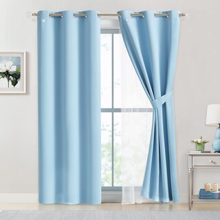 Foto 4 | Foto 4 | Cortinas Bujasso Color Azul Cielo 80% Opacas Con Revestimiento Transparente 160 X 160 Cm - Venta Internacional.