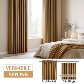 Foto 2 | Foto 2 | Cortinas Beauoop De Terciopelo Marrón Dorado 229 X 229 Cm 2 Paneles - Venta Internacional.