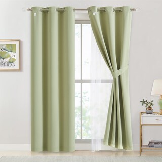 Foto 4 | Foto 4 | Cortinas Bujasso Color Verde Salvia 90% Opacas Y Transparentes 160 X 160 Cm - Venta Internacional.