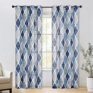 Foto 1 | Foto 1 | Cortinas Beauoop De Lino Semitransparente 213 X 213 Cm 2 Paneles Azul Y Gris - Venta Internacional.