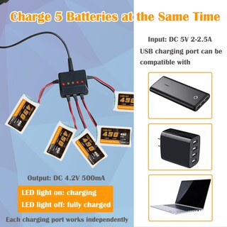 Foto 4 | Foto 4 | Batería Lipo Vicmile De 3 7 V 450 Mah 25 V Con Cargador 5 En 1 5 Unidades - Venta Internacional.