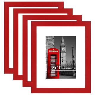 Foto 1 | Foto 1 | Marco De Fotos Hongkee 8 X 10 (paquete De 4  Rojo) Con Vidrio Auténtico Y Madera - Venta Internacional.