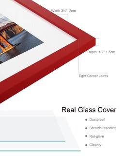 Foto 3 | Foto 3 | Marco De Fotos Hongkee 8 X 10 (paquete De 4  Rojo) Con Vidrio Auténtico Y Madera - Venta Internacional.