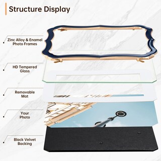 Foto 4 | Foto 4 | Marco De Fotos Richfocus De 4 X 6 Pulgadas Esmaltado Con Vidrio Templado Hd Color Azul Marino - Venta Internacional.