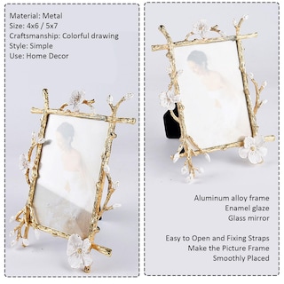 Foto 5 | Foto 5 | Marco De Fotos Goutangen Dorado  Decoración De 5 X 7 Pulgadas  Adornado Con Flores Blancas - Venta Internacional.