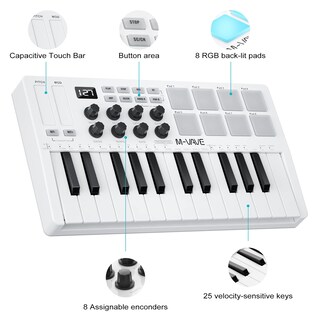 Foto 3 | Foto 3 | Controlador De Teclado Midi M-wave De 25 Teclas Con Tambores Bluetooth - Venta Internacional.
