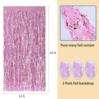 Foto 3 | Foto 3 | Cortina Con Flecos Cylmfc Lámina Rosa Ondulada 1 X 2 M Paquete De 3 - Venta Internacional.