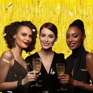 Foto 5 | Foto 5 | Telón De Fondo Con Flecos De Aluminio Decockrat Láser Dorado  1 X 2 5 M  Paquete De 3 - Venta Internacional.