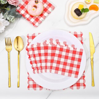 Foto 3 | Foto 3 | Servilletas Desechables A Cuadros Xiangqu Red Gingham 120 Unidades - Venta Internacional.