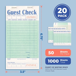 Foto 2 | Foto 2 | Chequeras Guest Check-books Para Servidores Fmp Brands Paquete De 20 (1000 Hojas) - Venta Internacional.