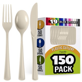 Foto 1 | Foto 1 | Juego De Cubiertos Party Solids De Plástico Marfil 150 Unidades Muy Resistentes - Venta Internacional.