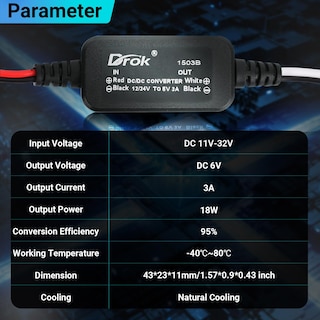 Foto 5 | Foto 5 | Convertidor Dc A Dc Drok 12v A 6v 3a 18w Para Vehículos Automóviles Y Camiones - Venta Internacional.