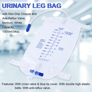 Foto 2 | Foto 2 | Bolsa De Drenaje De Orina Para Piernas Paquete De 5 Unidades 1000 Ml Con Válvula Antirreflujo - Venta Internacional.