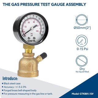 Foto 2 | Foto 2 | Medidor De Presión De Gas Senctrl 0-15 Psi Tamaño 2 Esferas - Venta Internacional.