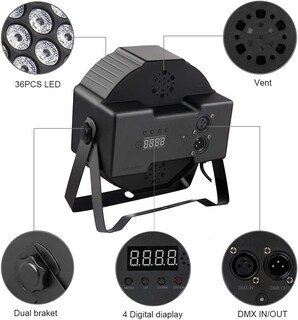 Foto 6 | Foto 6 | Luces De Escenario Mosfiata Par Lights Paquete De 4 Luces Rgb 36 Led Con Control Remoto - Venta Internacional.